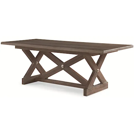 "Chairman of the Board(s)" Dining Table with 12" Self-Storing Width-Extension Leaf and X Trestle Support